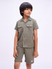 Boys Olive Pure Cotton Embroidered Co-ord Set