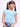 Girls Sky Blue Regular Fit Premium Cotton Blend Schiffli Sleeve Top