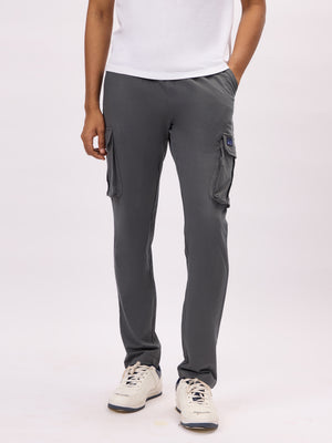 Men's Grey Straight Fit Jogger with Utility Pockets