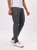 Men's Grey Straight Fit Jogger with Utility Pockets