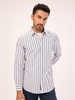 Men's Comfort Fit Pure Cotton Navy & White Semi Casual Yarn Dyed Striped Shirt