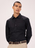 Men's Comfort Fit Pure Cotton Black Spread Collar Yarn Dyed Check Shirt