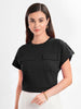 Women's Black Drop Shoulder Boxy Fit Top