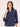 Women's Pure Cotton Textured Navy Blue Semi Formal Long Sleeve Y-Placket Pintuck Detail Shirt