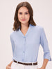 Women's Slim Fit Cotton Lycra Solid Light Blue Semi Formal 3/4th Sleeve Y-Placket Shirt