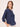 Women's Pure Cotton Textured Navy Blue Semi Formal Long Sleeve Y-Placket Pintuck Detail Shirt