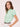 Women's Slim Fit Pure Cotton Solid Mint Green Semi Formal Short Puffed Sleeve Y-placket Shirt