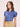 Women's Slim Fit Pure Cotton Solid Azure Blue Semi Formal Short Puffed Sleeve Y-placket Shirt