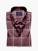 Men's Slim Fit Pure Cotton Coco Brown Button Down Collar Check Shirt