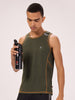 Olive Regular Fit Performance Vest For Men