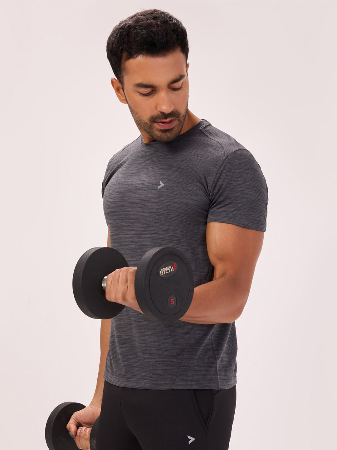 Grey Regular Fit Performance T-Shirt For Men