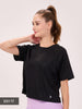 Black Boxy Fit Performance Top For Women