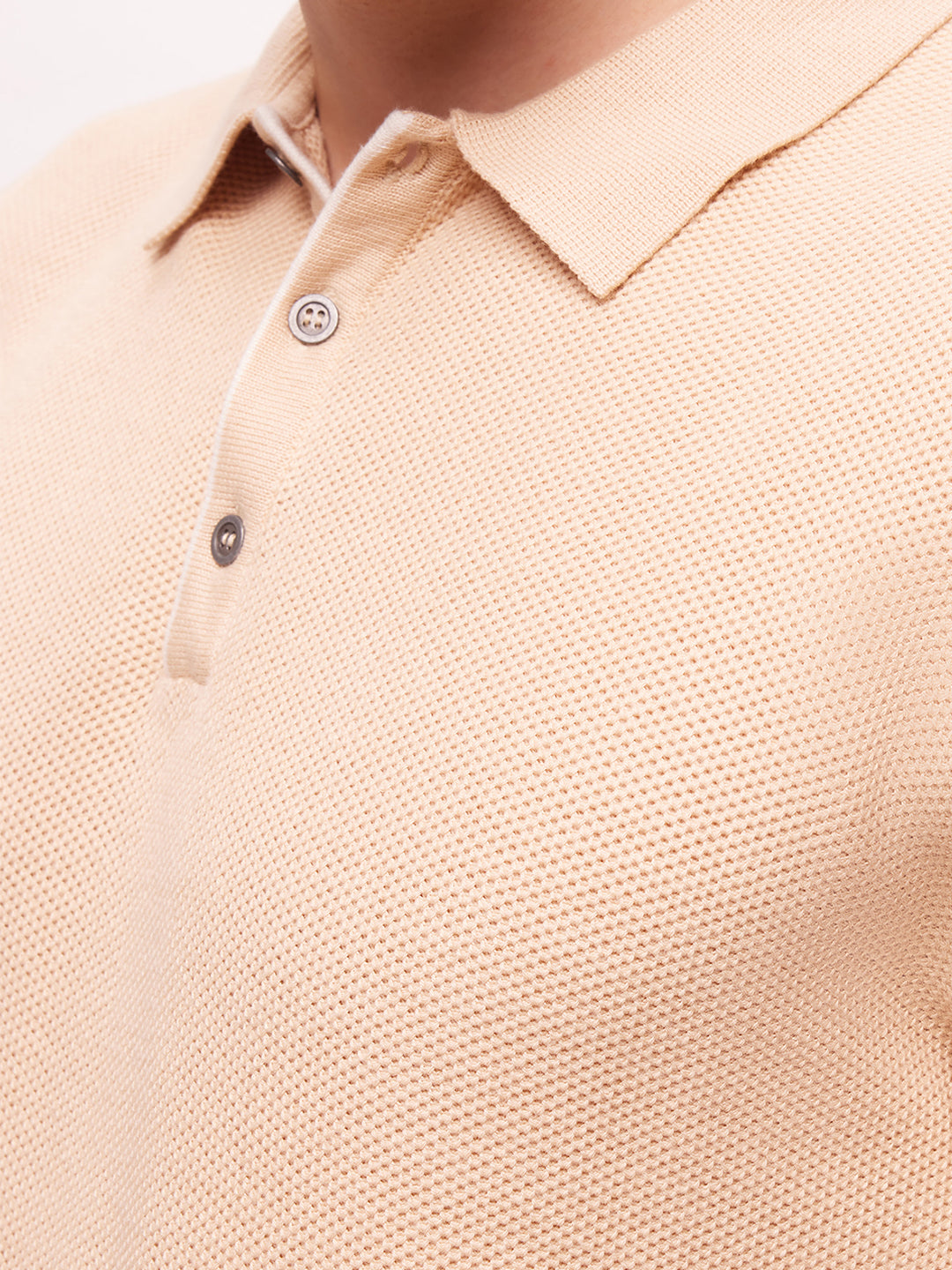 Men's Beige Sand Premium Cotton Knit Polo T-Shirt