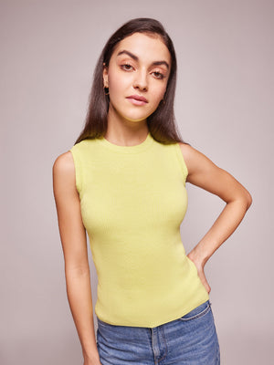 Women's Sunny Lime Premium Cotton Ribbed Knit Tank Top