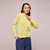 Women's Premium Cotton Full Sleeve Ribbed Sunny Lime Cardigan