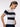 Women's Navy & White Premium Cotton Blend Regular Fit Cable Knit Striped Top