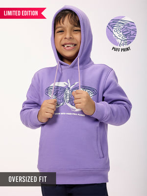 Boys Lavender Printed Fleece Hoodie