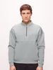 Men's Sage Green Knit Regular Fit Solid Half Zip Sweatshirt