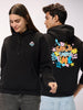 Unisex 'Growth Takes Time' Graphic Black Oversized Fleece Hoodie with Pockets