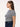 Women's Navy & White Viscose Lycra Regular Fit T-Shirt