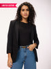 Women's Pure Cotton Regular Fit Black Blazer