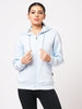 Women's Solid Sky Blue Knit Hoodie Jacket