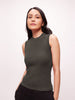 Women's Premium Cotton Ribbed Knit Tank Top- Seaweed Green