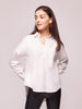 Women's Bright White Oversized High-Low Hem Solid Shirt