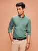 Men's Slim Fit Pure Cotton Eco Green Button Down Collar Solid Shirt