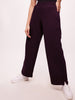 Women's Maroon Premium Cotton Solid Knit Wide Leg All Day Pants