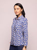 Women's Lapis Blue Full Sleeve Floral Print Relaxed Fit Shirt