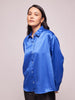 Women's Royal Blue Solid Satin Shirt