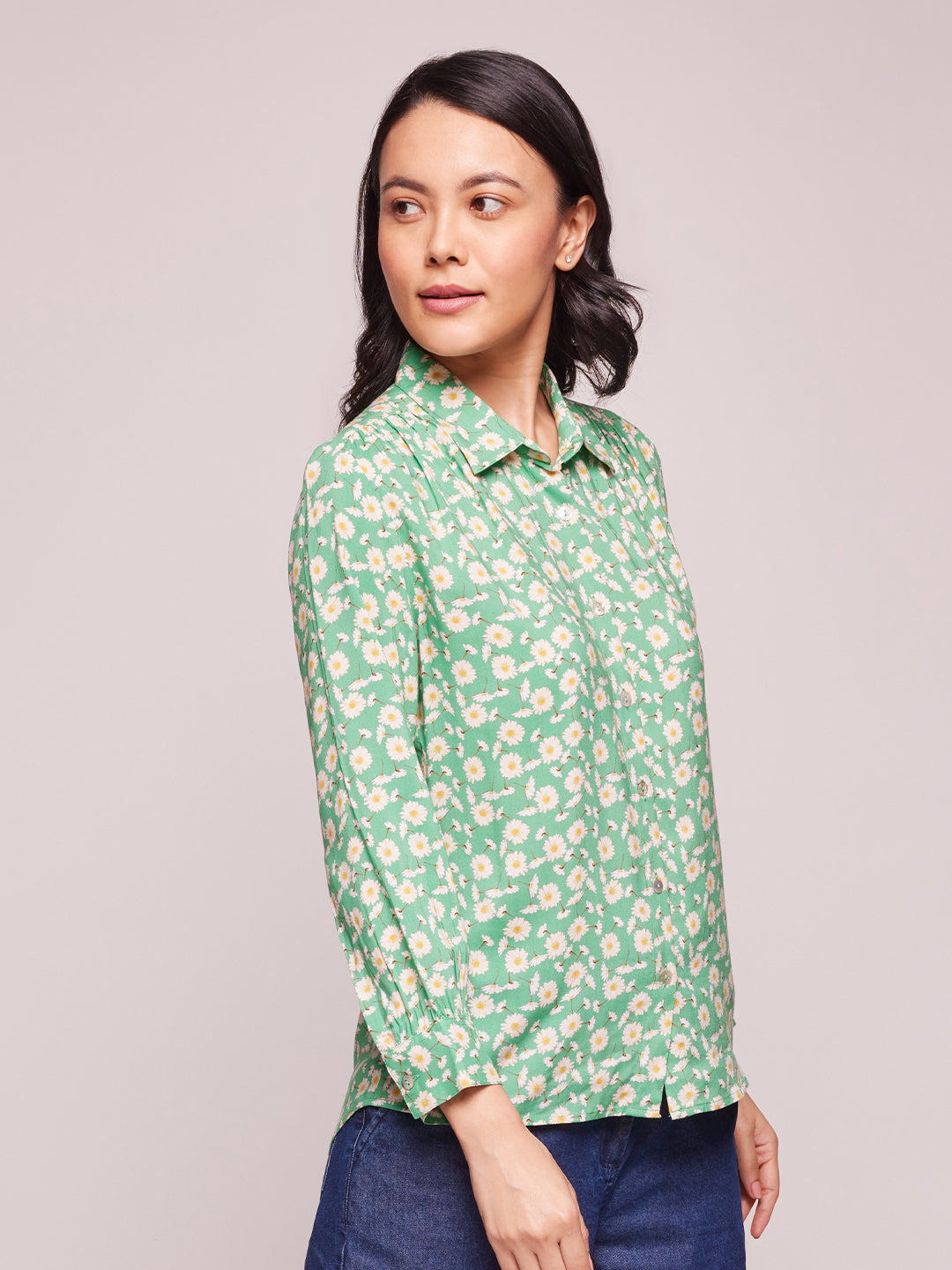 Women's Full Sleeve Floral Print Relaxed Fit Shirt