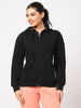 Women's Solid Black Knit Hoodie Jacket