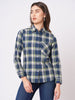 Women's Dark Blue Chequered Regular Fit Full Sleeves Shirt