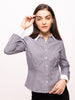 Women's Carbon Black Color Block Collar Banker Shirt