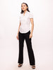 Women's Solid Bright White Y-Placket Puffed Sleeve Shirt