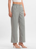 Women's Pearl Grey Striped Wideleg Trousers