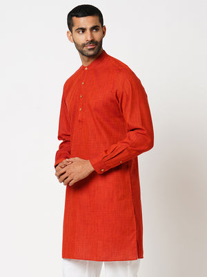 Men's Regular Fit Two tone Yarn Dyed Orange Rust Kurta