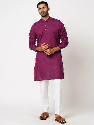 Men's Regular Fit Royal Purple Two tone Yarn Dyed Kurta