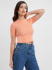 Women's Peach Fitted Crop Top