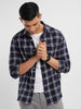 Men's Comfort  Fit Pure Cotton Navy & White Semi Formal Check Shirt