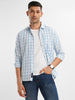 Men's Comfort  Fit Pure Cotton Light Blue Semi Formal Check Shirt