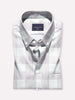 Men's Comfort Fit Pure Cotton Pearl Grey Spread Collar Yarn Dyed Check Shirt