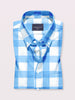 Mens Comfort Fit Pure Cotton Blue & White Check Formal Shirt